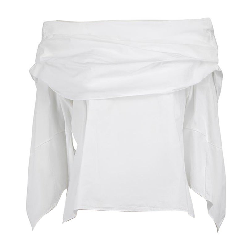 Rosie Assoulin White Off Shoulder Mid Sleeves Top Size M For Sale