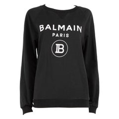 Used Balmain Black Flocked Logo Detail Sweatshirt Size XS