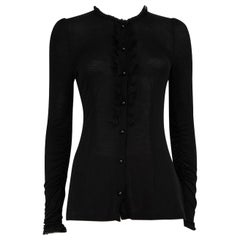 Dolce & Gabbana Top en jersey noir avec bordures en dentelle Taille XS