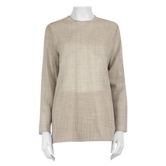 Hermès Vintage Grey Wool Woven Mid Sleeve Top Size S