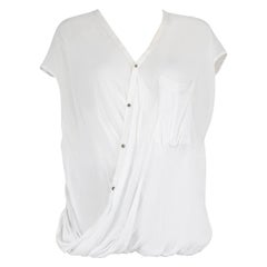 Used Helmut Lang White Draped Top Size S