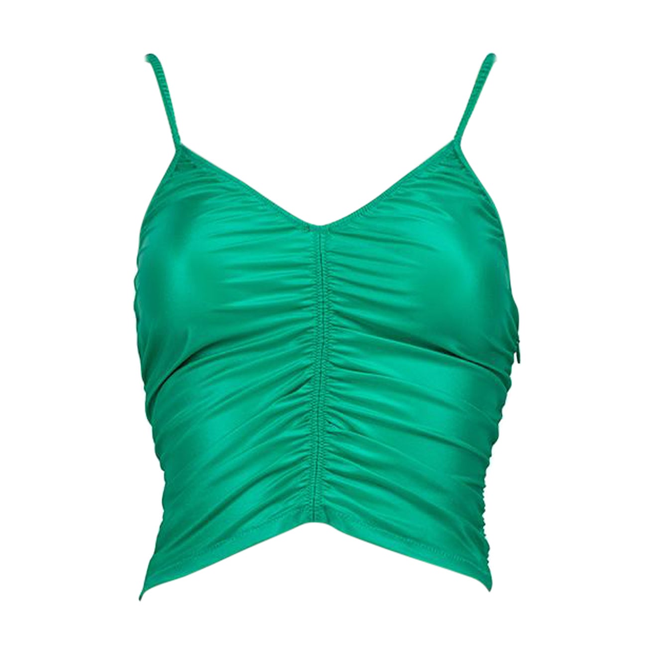 Alexander Wang Green Stretch Ruched Crop Top Size S For Sale