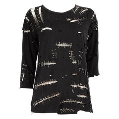 Balmain Black Distressed Safety Pins Top Size L