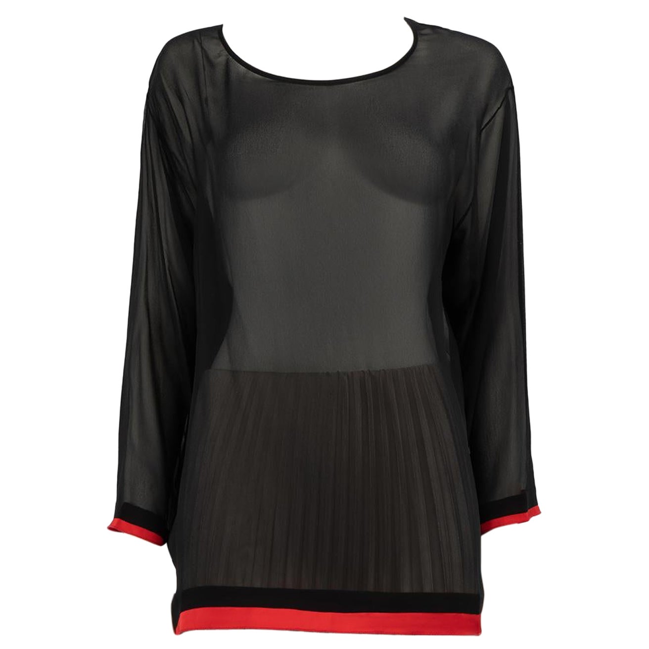 Marni Black Sheer Long-Sleeves Top Size M For Sale