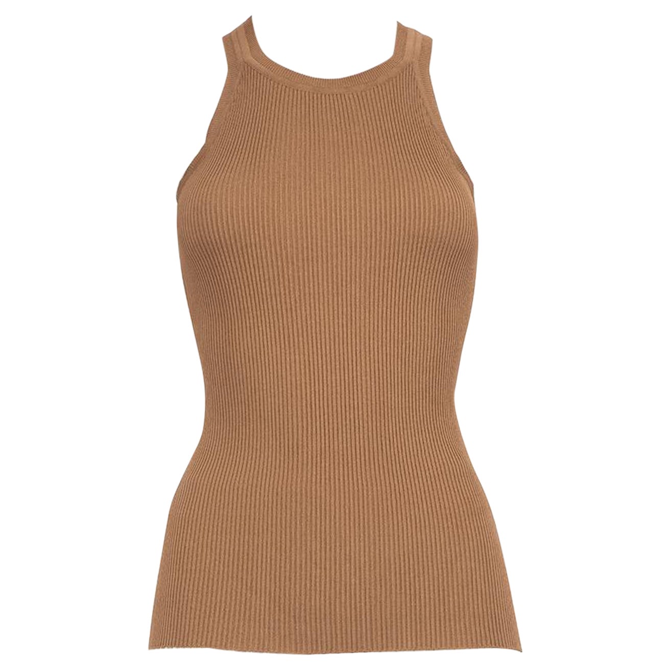 Max Mara Brown Seamless Ribbed Tank Top Size M For Sale
