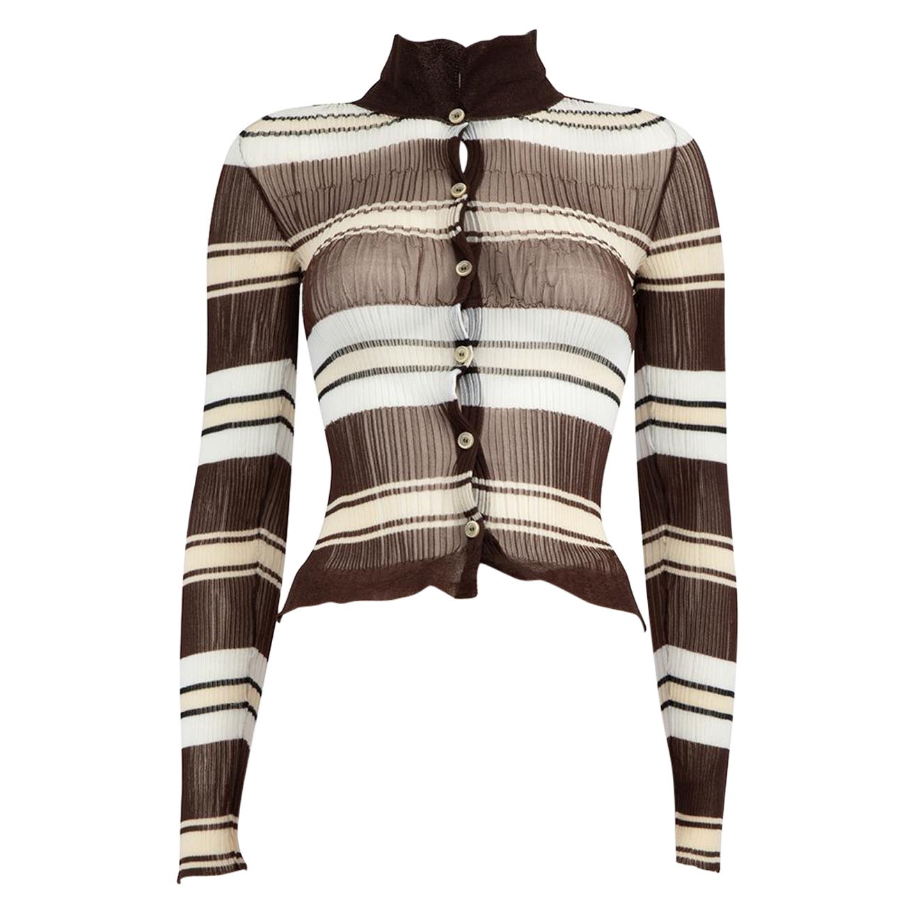 Jacquemus Brown Tulle Sognu Striped Ribbed Top Size S en vente