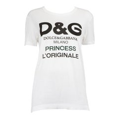 Dolce & Gabbana White Logo Graphic Printed T-Shirt Size XS