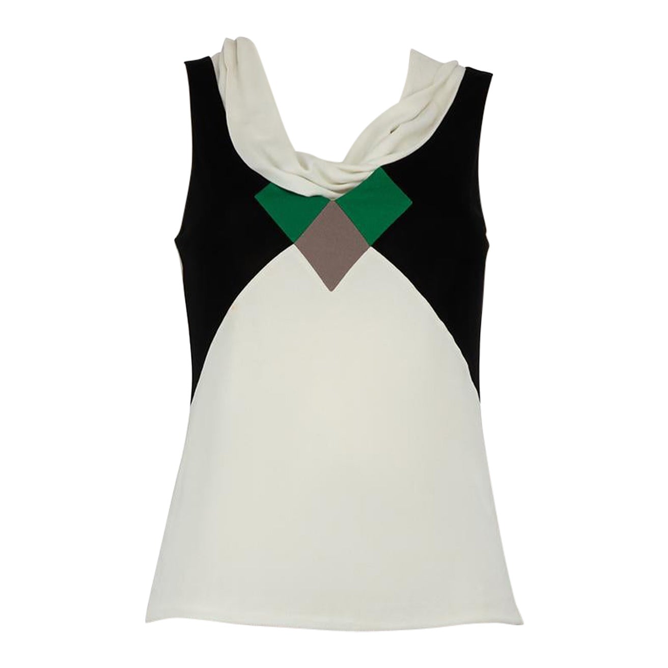 Gucci White Draped Neck Sleeveless Top Size XS For Sale