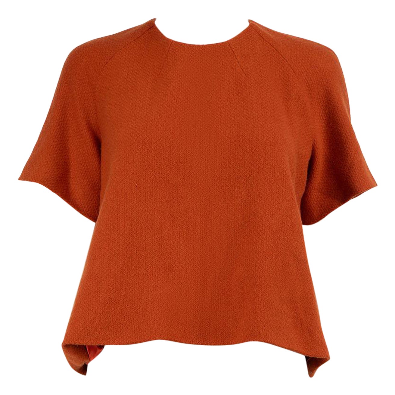 Emilia Wickstead Orange Wool Round Neck Top Size L For Sale