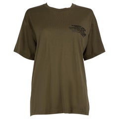 Burberry Khaki Logo Print T-Shirt Size XS