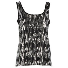 Used Versace Black Sequin Sleeveless Top Size L