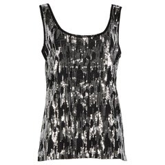 Retro Versace Black Sequin Sleeveless Top Size L