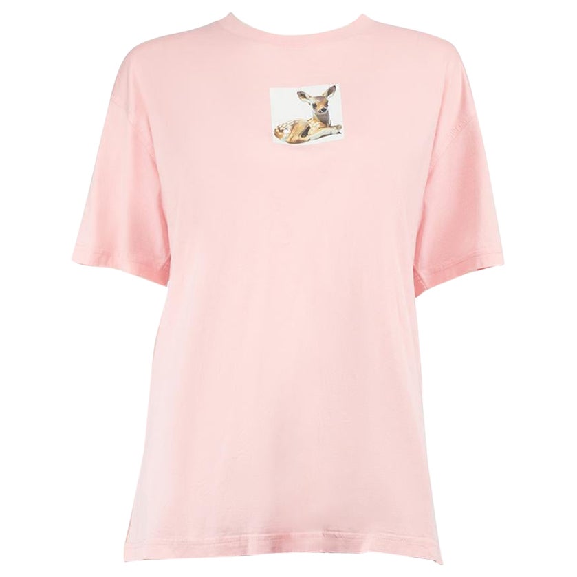 Burberry Pink Bambi Printed Graphic T-Shirt Size S For Sale