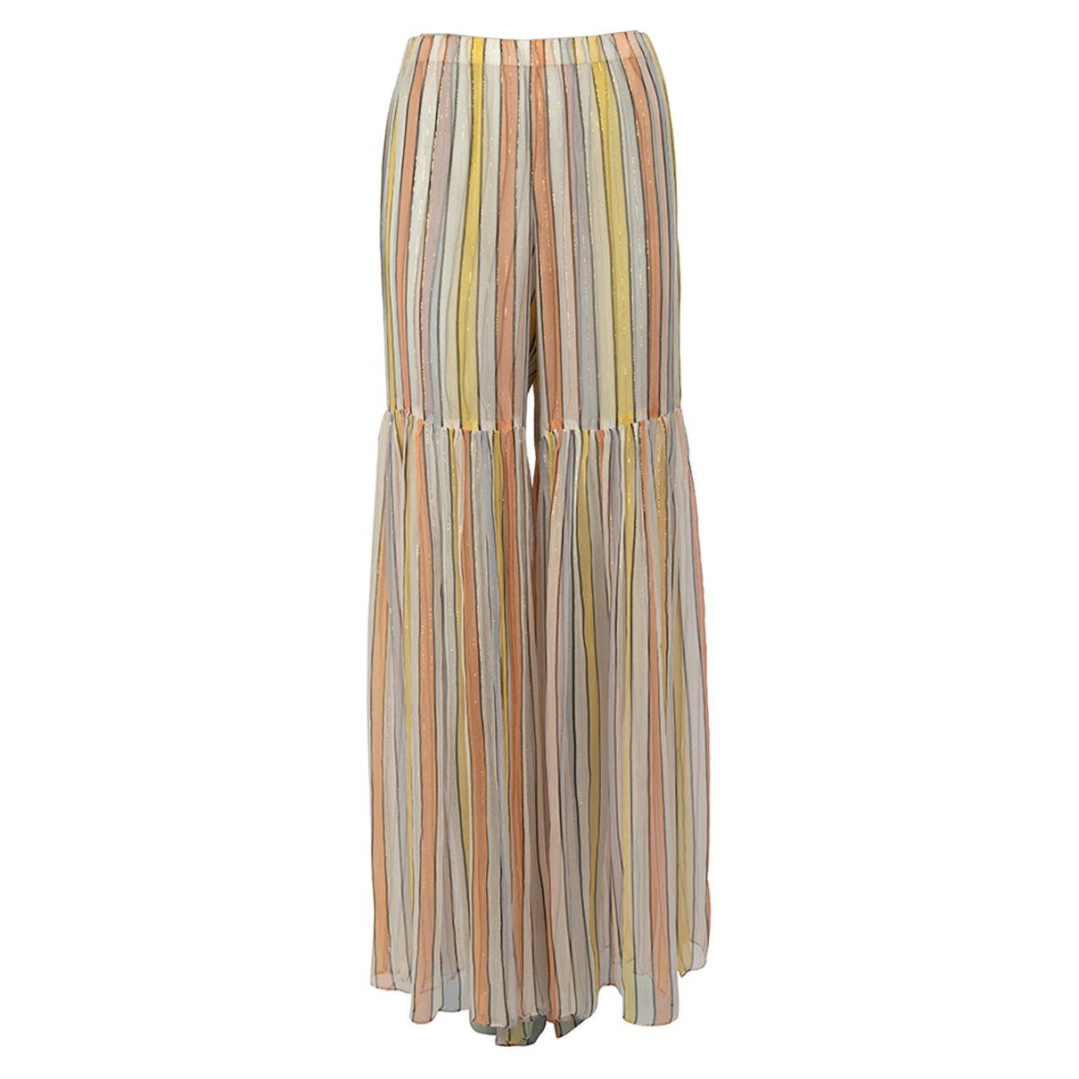 Caroline Constas Stripe Sheer Tiered Trousers Size S For Sale