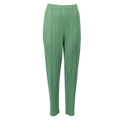 Issey Miyake Pleats Please Green Technical Pleated Trousers Size XL