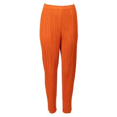 Issey Miyake Pleats Please Orange Technical Pleated Trousers Size XL