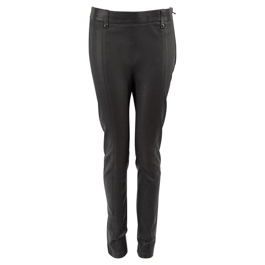 Tom Ford Grey Leather Slim Trousers Size M For Sale