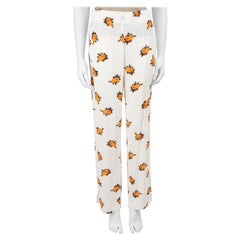 Pantalones Ganni Crema Roseburg Crepé Estampado Floral Talla S