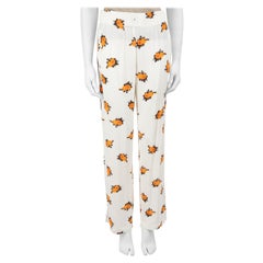 Pantalon Ganni crème roseburg en crêpe à imprimé floral taille S