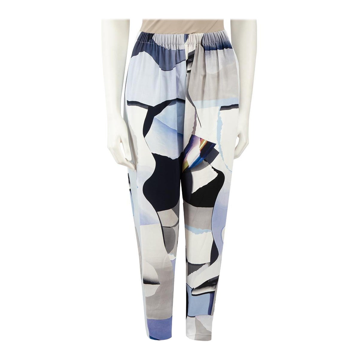 Kenzo Blue Abstract Print Tapered Trousers Size M For Sale