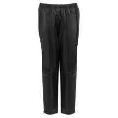 Balenciaga Black Leather Zip Detail Trousers Size M