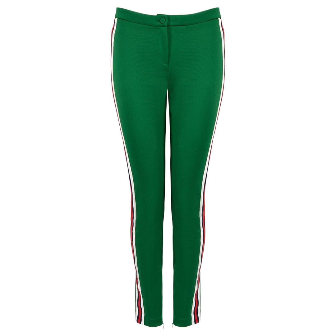 Gucci Green Side Stripe Slim Fit Trousers Size M For Sale