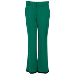 Gucci Green Contrast Rib Mid Rise Trousers Size M