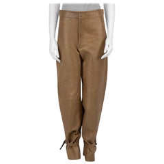 Bottega Veneta Pre Spring 2020 Brown Leather Belted Trousers Size XS
