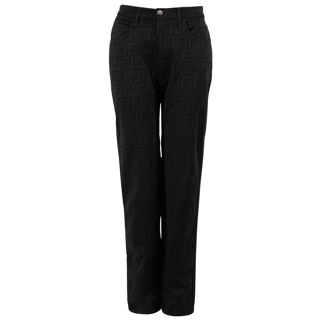 Fendi Black FF Zucca Print Stretch Trousers Size XL For Sale