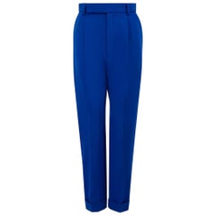 Saint Laurent Blue Wool Tailored Slim Trousers Size S