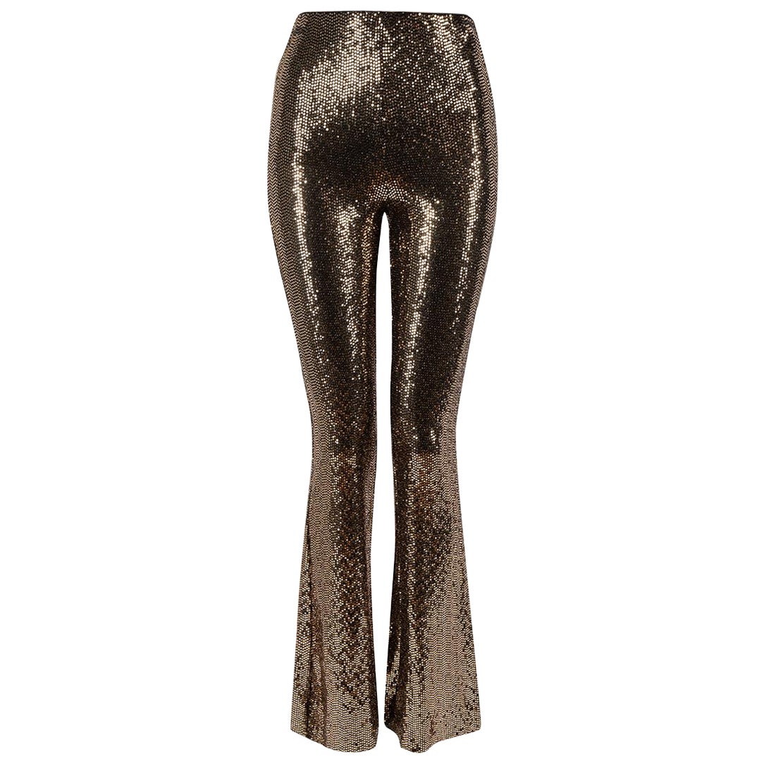 Maje Gold Sequin Bootcut Trousers Size XS For Sale