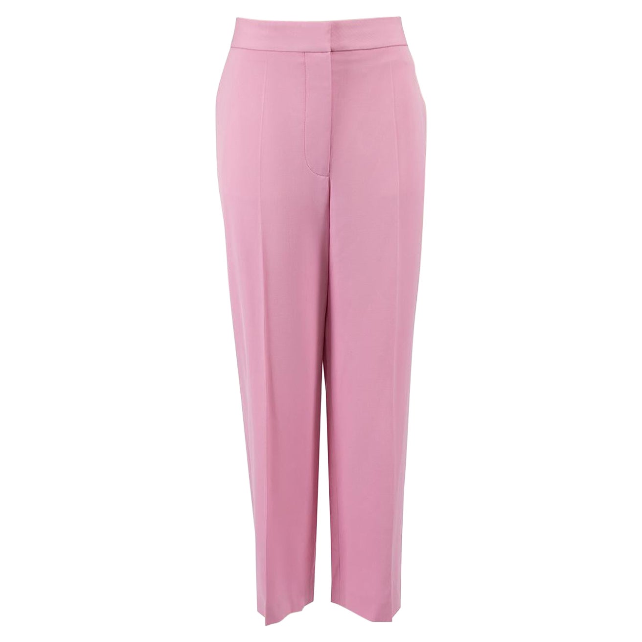 Stella McCartney Pink Wool Mid-Rise Tailored Trousers Size XL For Sale