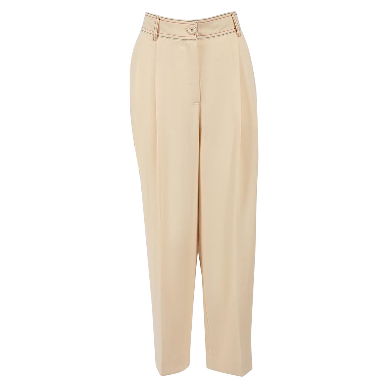 Chloé See By Chloé Peach Contrast Stitch Tailored Trousers Size XXL For Sale