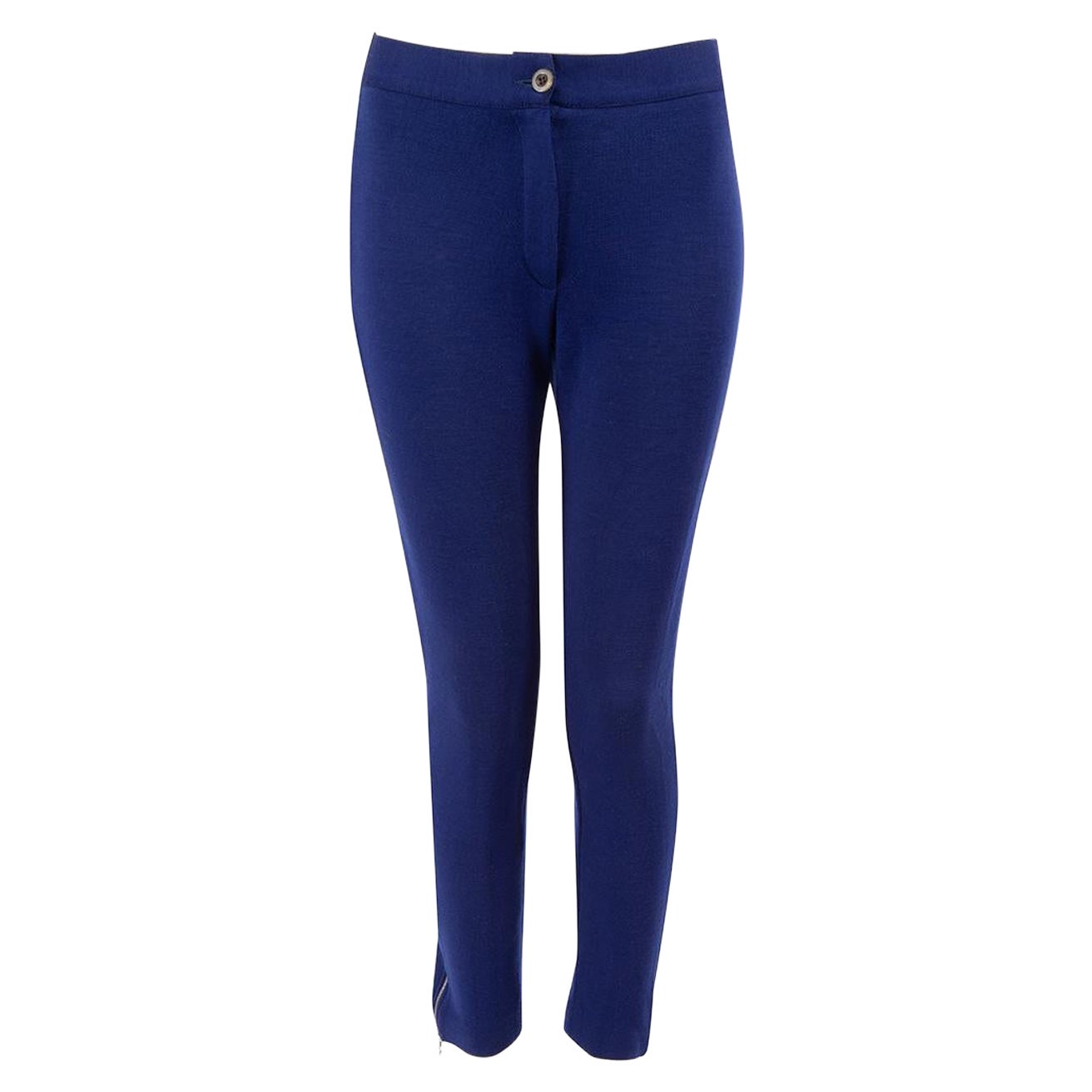 Missoni Blue Knitted Skinny Trousers Size M For Sale