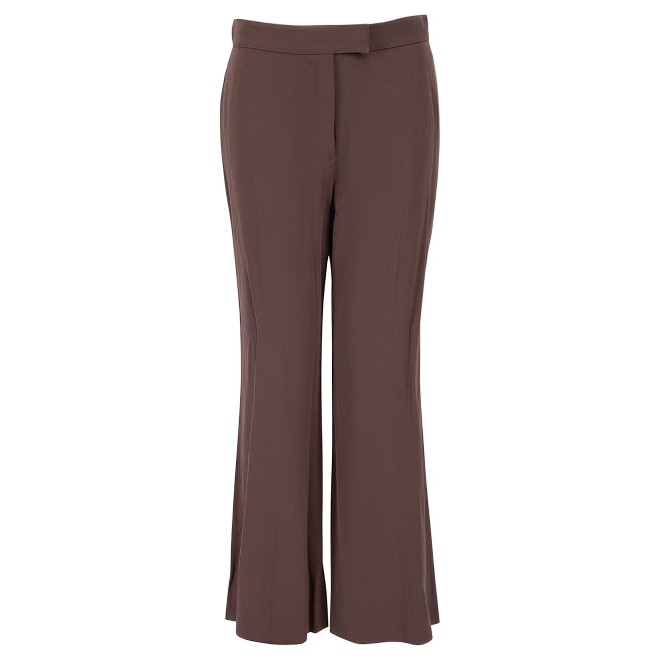 Chloé Brown Mid-Rise Straight Leg Trousers Size L For Sale