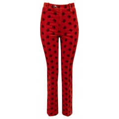 Chloé Red Corduroy Heart Print Trousers Size XS