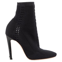 Gianvito Rossi Black Knit Heeled Ankle Boots Size IT 36