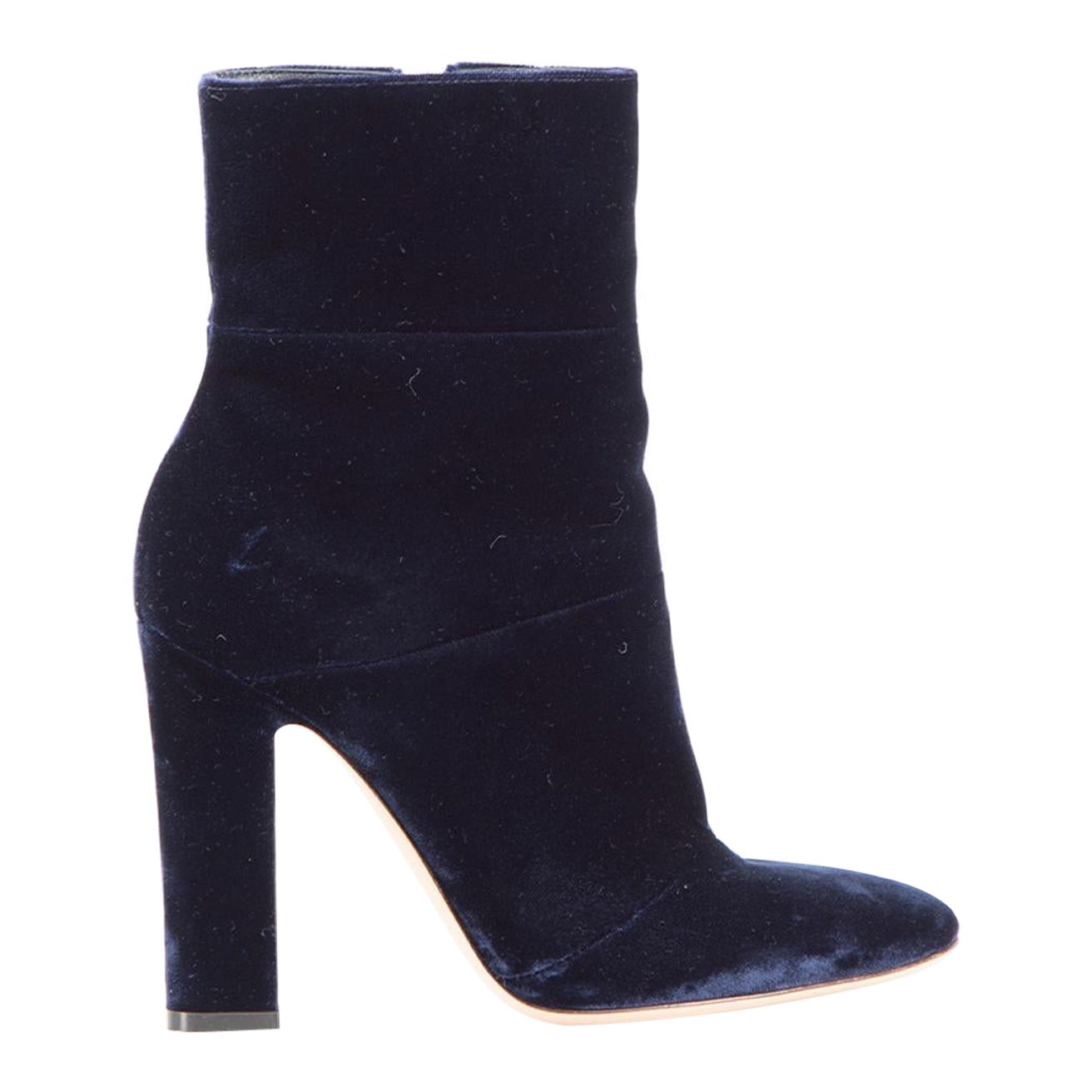 Gianvito Rossi Blue Velvet Heeled Ankle Boots Size IT 36 For Sale
