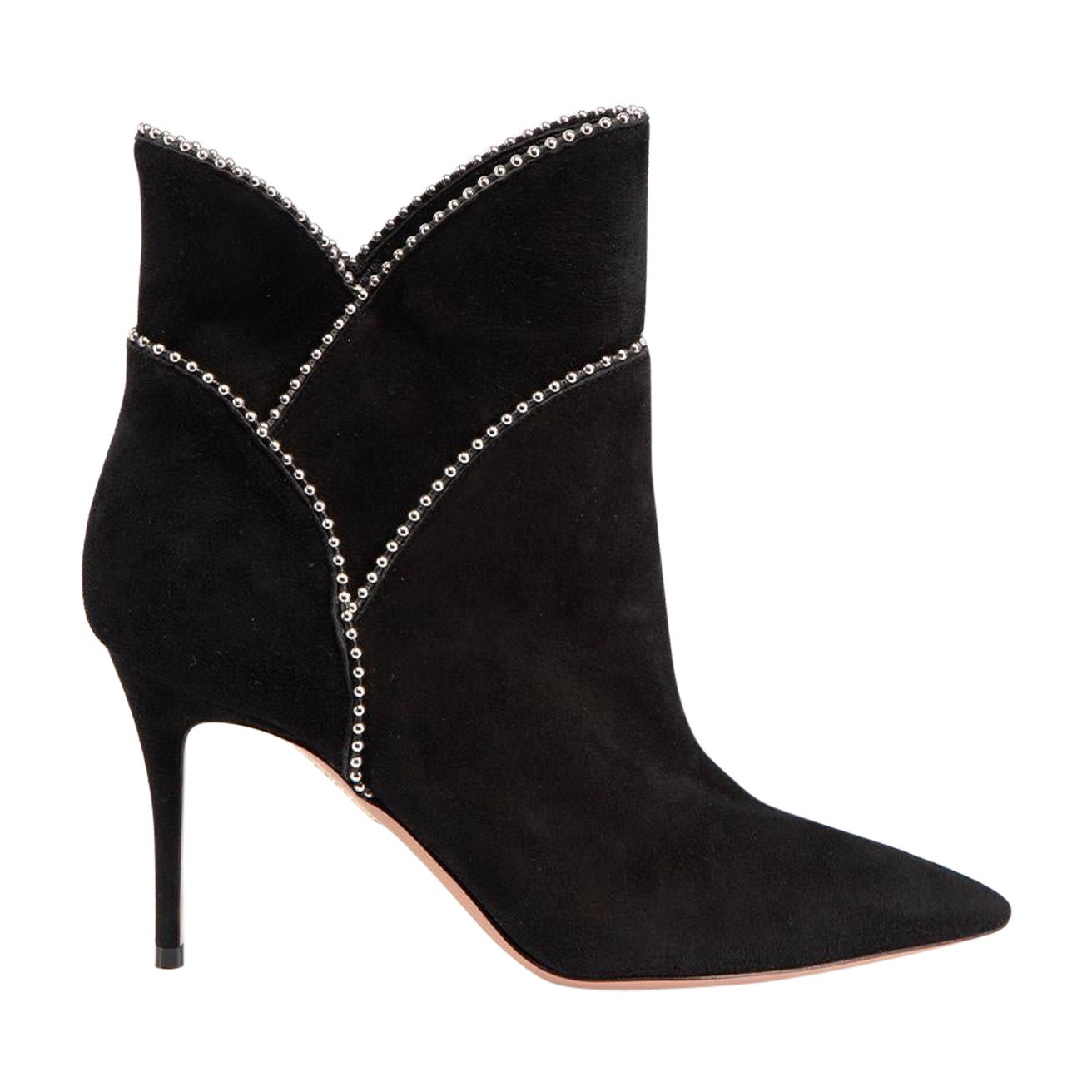 Aquazzura Black Studded Point Suede Boots Size IT 36 For Sale