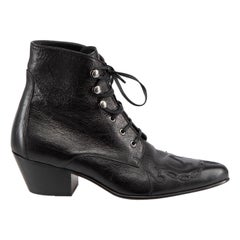 Saint Laurent Black Leather Susan Ankle Boots Size IT 37.5