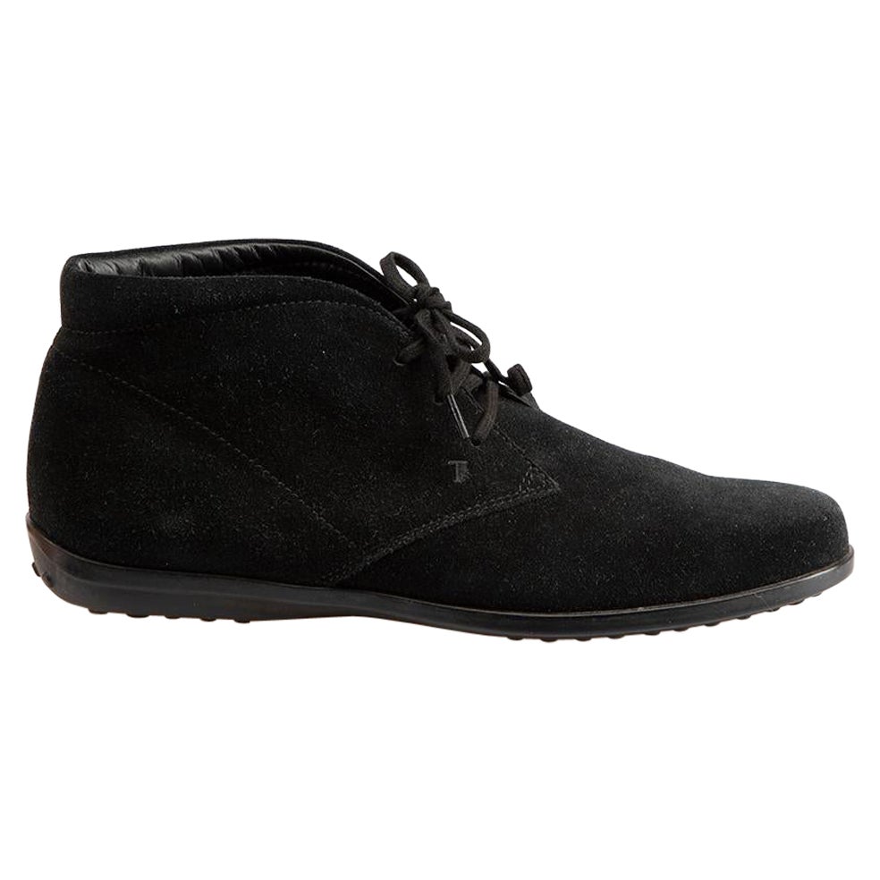 Tod's Black Suede Desert Boots Size IT 37.5 For Sale