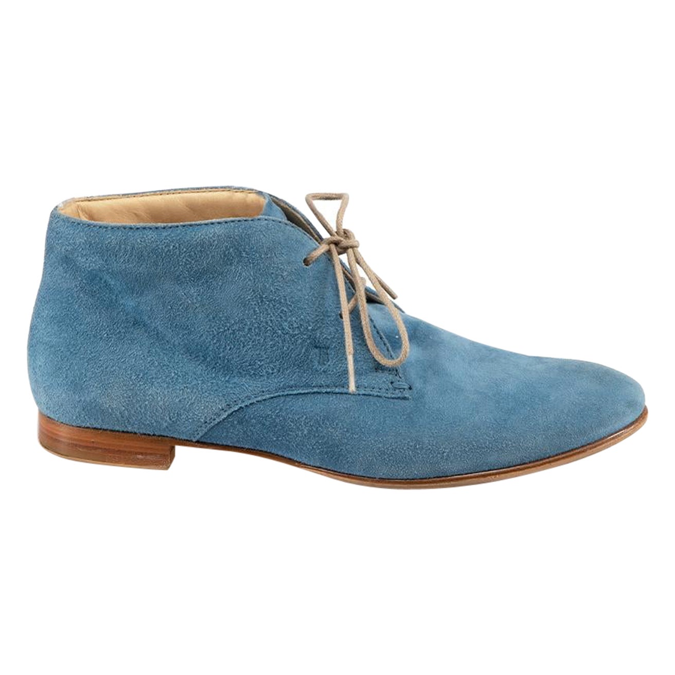 Tod's Blue Suede Desert Short Ankle Boots Size IT 37 For Sale