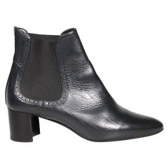Manolo Blahnik Dark Green Leather Brogue Boots Size IT 36.5