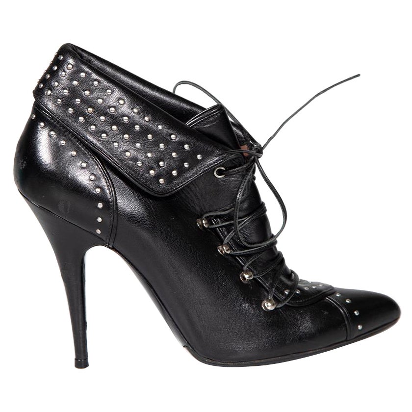 Tabitha Simmons Black Leather Ankle Studded Boots Size IT 39.5 For Sale
