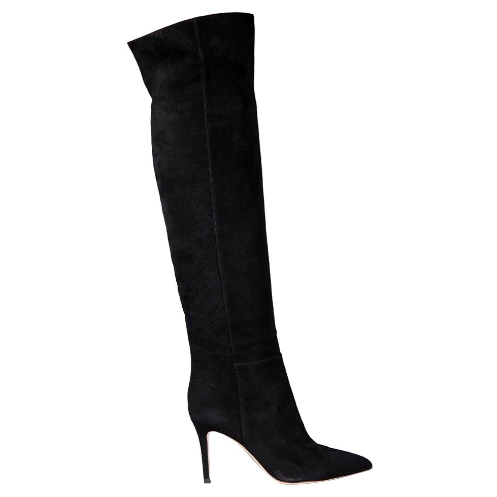 Gianvito Rossi Black Suede Mid Heel Boots Size IT 36 For Sale