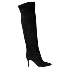 Gianvito Rossi Black Suede Mid Heel Boots Size IT 36
