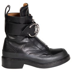 Used Chloé Black Leather Buckled Biker Boots Size IT 36