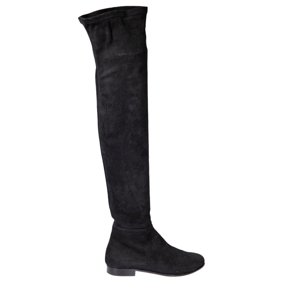 Jimmy Choo Black Suede Myren Over The Knee Boots Size IT 35 For Sale