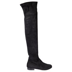 Used Jimmy Choo Black Suede Myren Over The Knee Boots Size IT 35
