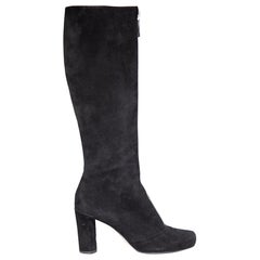 Dolce & Gabbana Black Suede Square Toe Zip Detail Boots Size IT 39